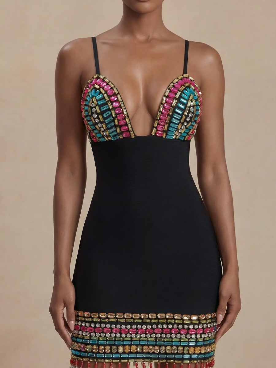 Amaya Colorful Diamond Mini Dress