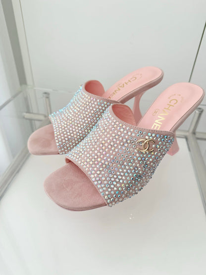 CC 26 Sandal 90 Pink Rhinstone Deer Hide 597376