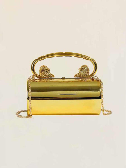 Charis Metal Lion Head Handle Clutch