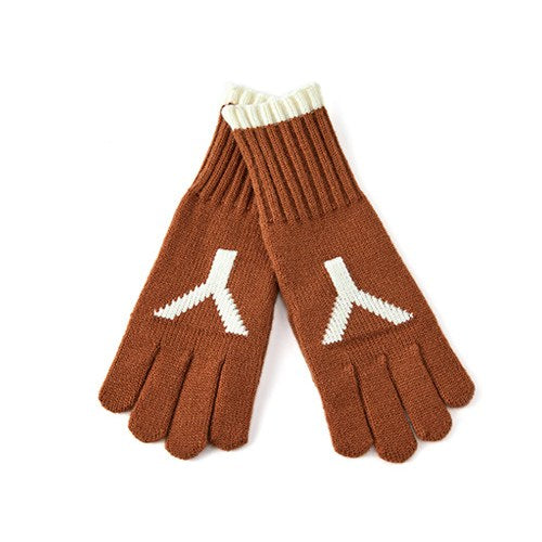 Letter Jacquard Color Block Knit Gloves