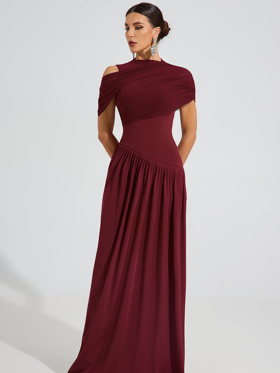 Avery One-Shoulder Draped Maxi Dress