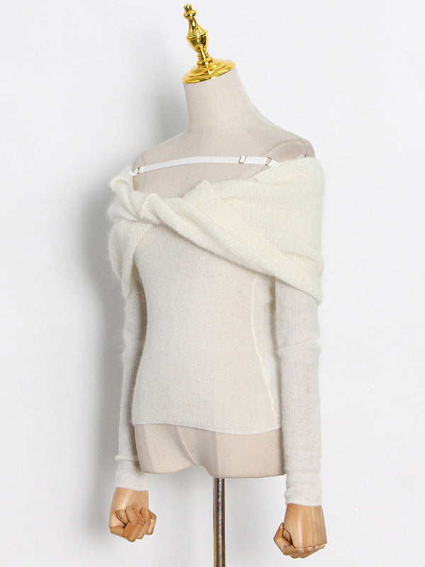 Original Stylish Off-The-Shoulder Long Sleeves Sweater Top