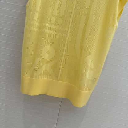 Hm 25 Short-sleeved Sweater Yellow Mesh Polyester