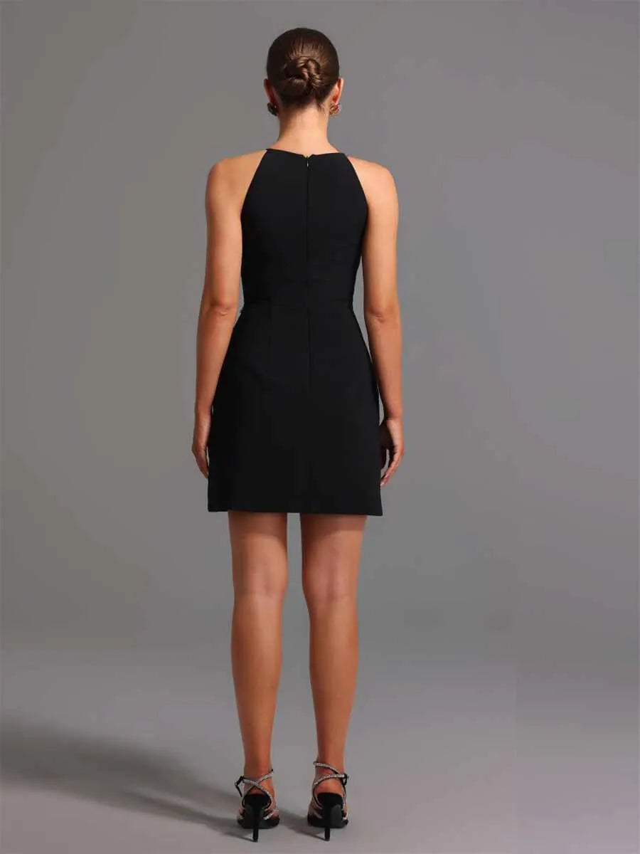Carina Round Neck Sleeveless Diamond Mini Dress