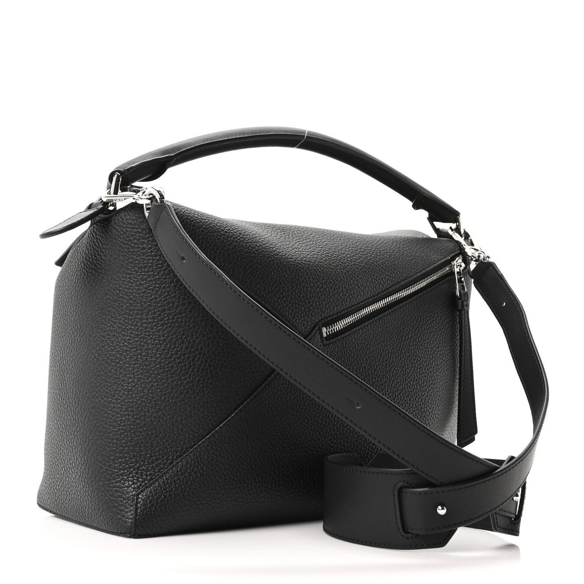 Grained Calfskin Large Puzzle Edge Bag Black
