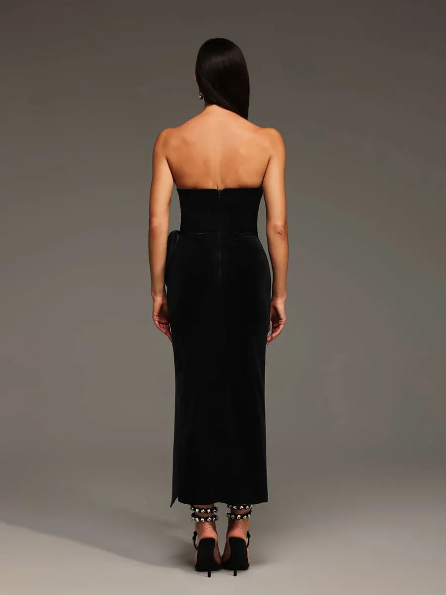 Briella Sleeveless Slit Bow Maxi Dress