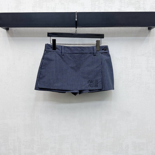 Miu Mini Skort Navy Blue Polyester Blend 349767