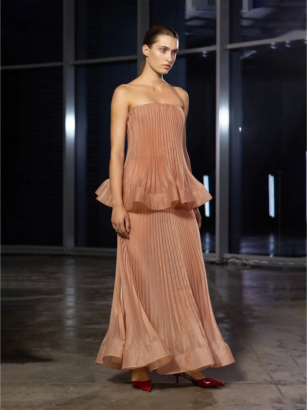Maya Strapless Pleated Maxi Skirt Set