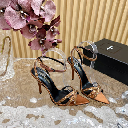 SL ONE-STRAP RHINESTONE COPPER SATIN