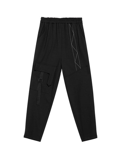 Harem Pants Ninth Pants Pockets Split-Joint Casual Pants Bottoms Ninth Pants
