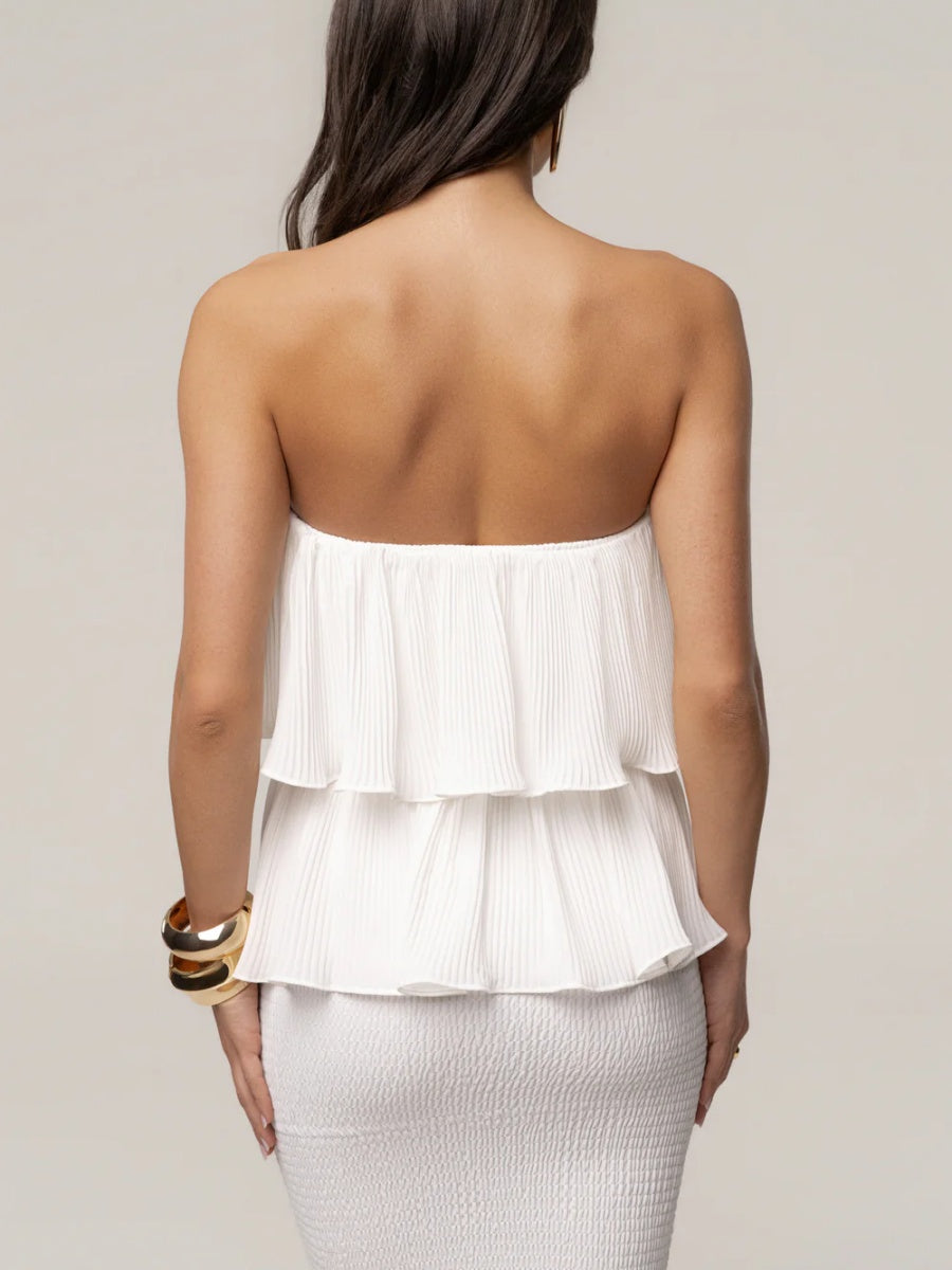 Luna Strapless Tiered Ruffled Chiffon Maxi Dress