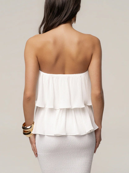 Luna Strapless Tiered Ruffled Chiffon Maxi Dress