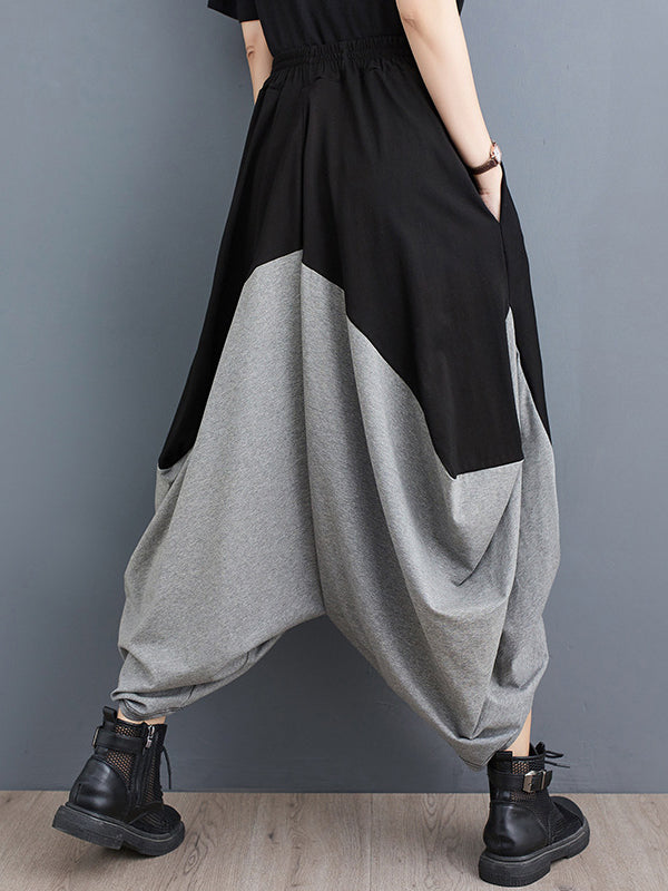 Harem Pants Irregular Clipping Split-Joint Casual Pants Bottoms Cropped Trousers