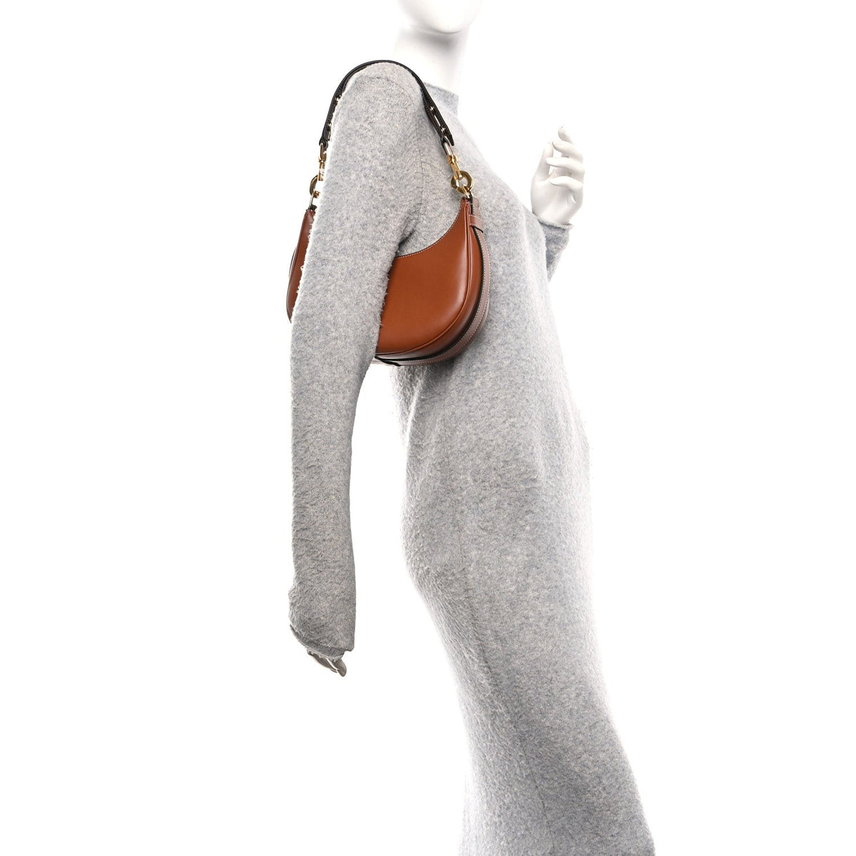 Smooth Calfskin Medium Strap Ava Shoulder Bag Tan