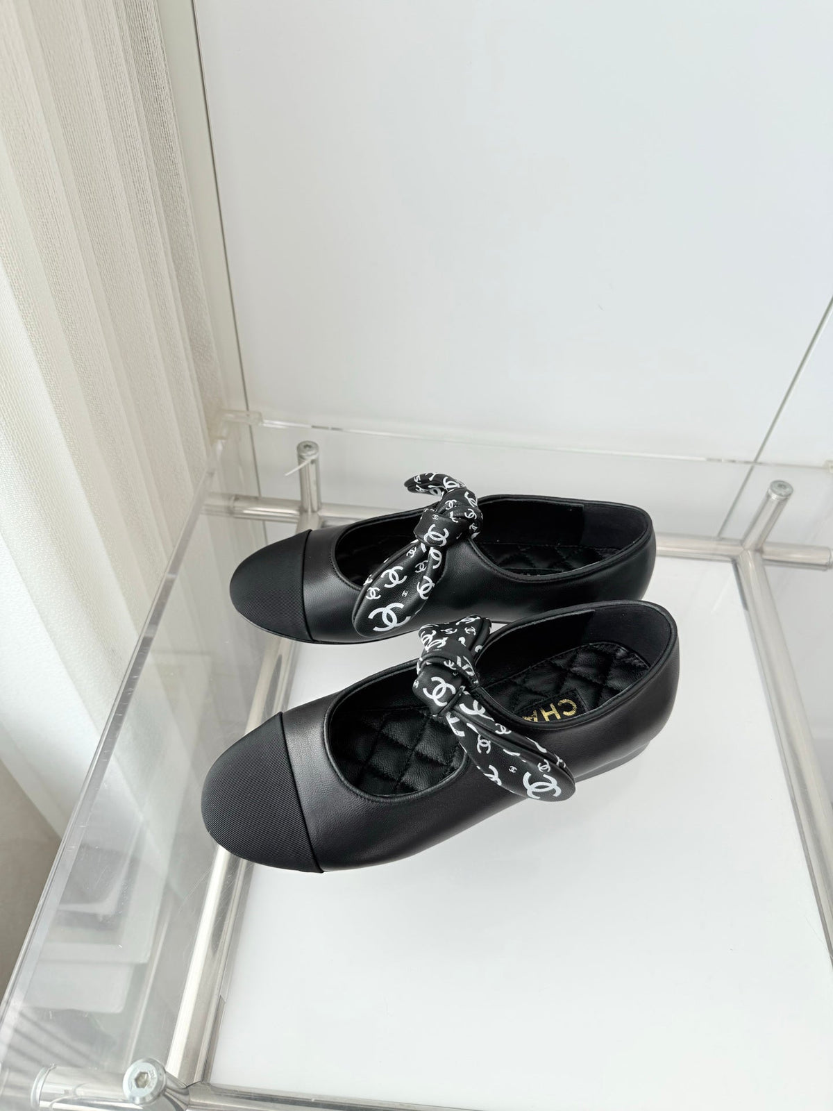 Chanel 26 Double C Heel Pump With Silk Ribbon Black Lambskin 597333