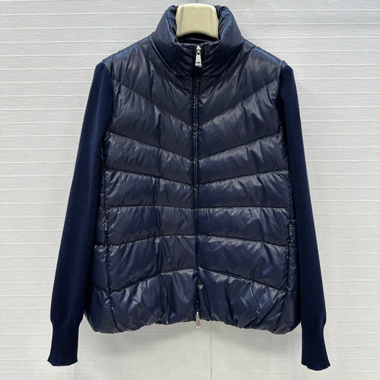 Moncler 25 Jacket Navy Blue Polyester Mix Wool