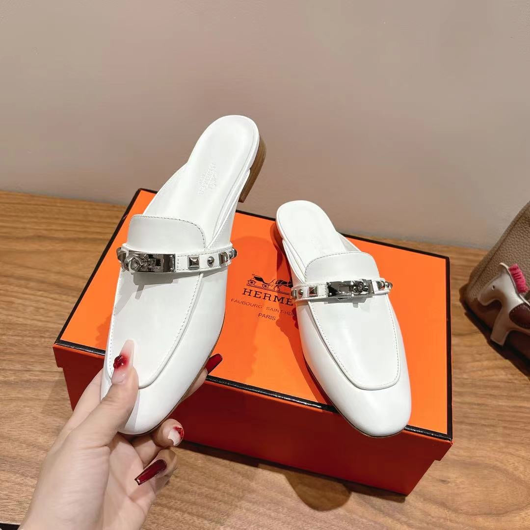 HM OZ Mule 25 White Calfskin