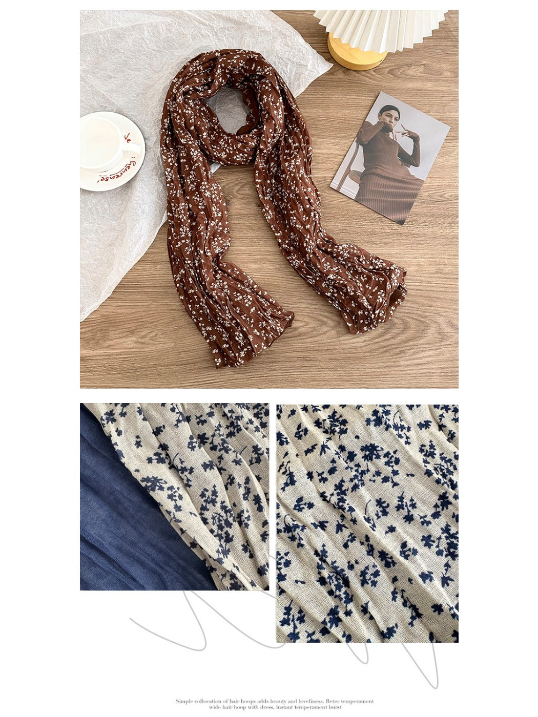 Scarvii - Korean Style Floral Print Scarf Shawl Wrap