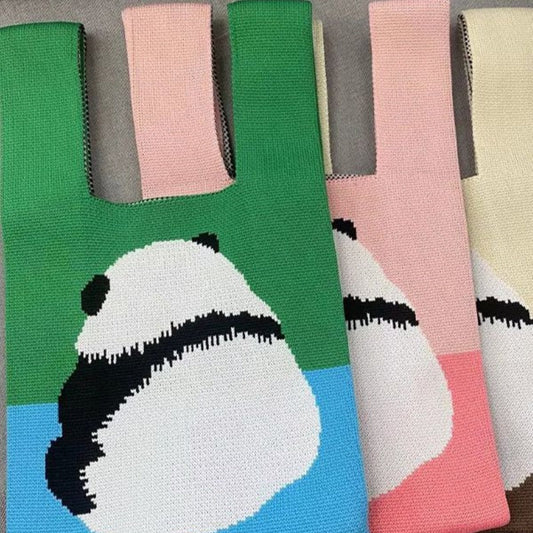 Crochet Tote Bag Big Butt Panda Knitting Bag