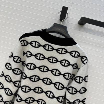 HM 25 Sweater White Mix Black Cashmere 02655