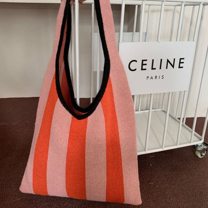 Crochet Tote Bag Niche Striped Shoulder Bag