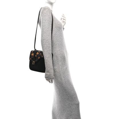 Honey Calfskin Lizard Equestrian Bag Black