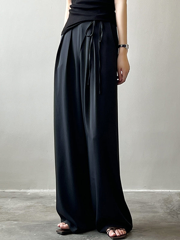 Urban Wide Leg Bandage Solid Color Pants