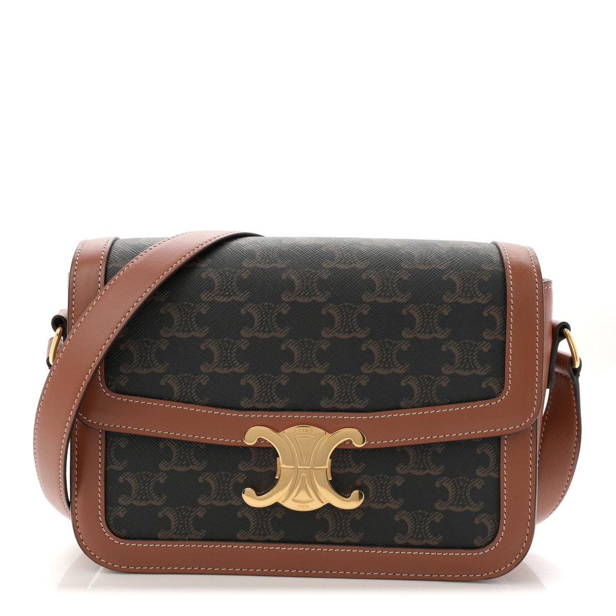 Triomphe Canvas Calfskin Medium Triomphe Bag Tan