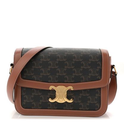 Triomphe Canvas Calfskin Medium Triomphe Bag Tan