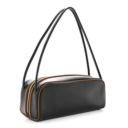 Soft Calfskin Swing Shoulder Bag Black Hazelnut
