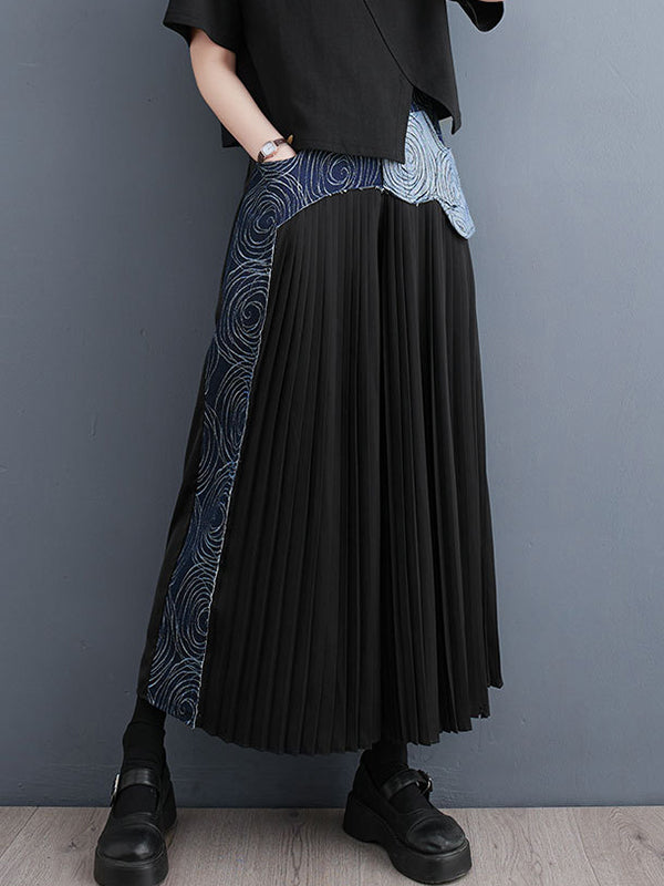High Waisted Wide Leg Pleated Split-Joint Casual Pants Bottoms