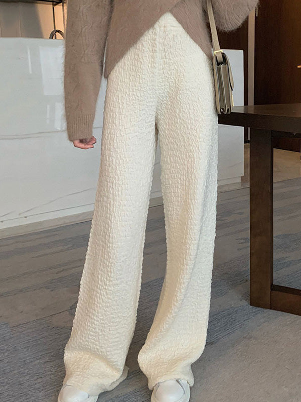 Stylish Wide Leg Loose Elastic Waist Solid Color Pants