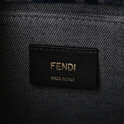 Fabric Jacquard FF 1974 Logo Small Fendi Sunshine Shopper Tote Blue Grigio
