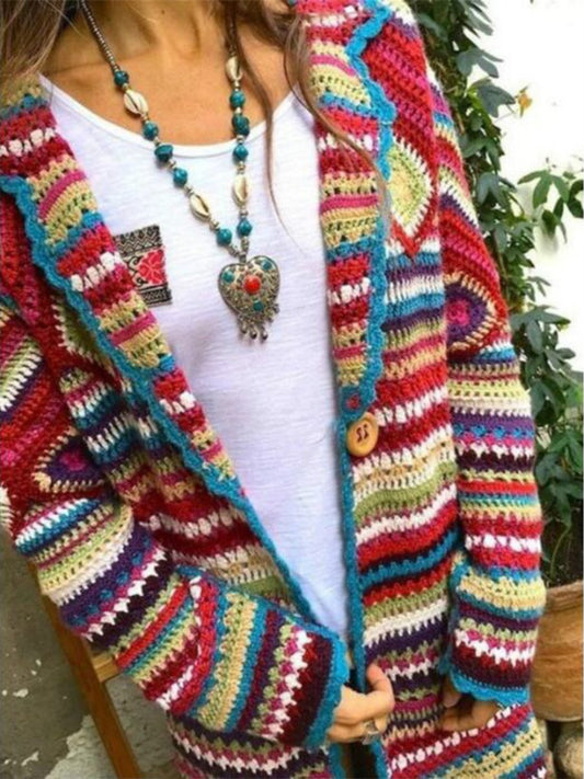 Women'S Clothing 2019 Autumn And Winter New Printed Cardigan Long-Sleeved Sweater