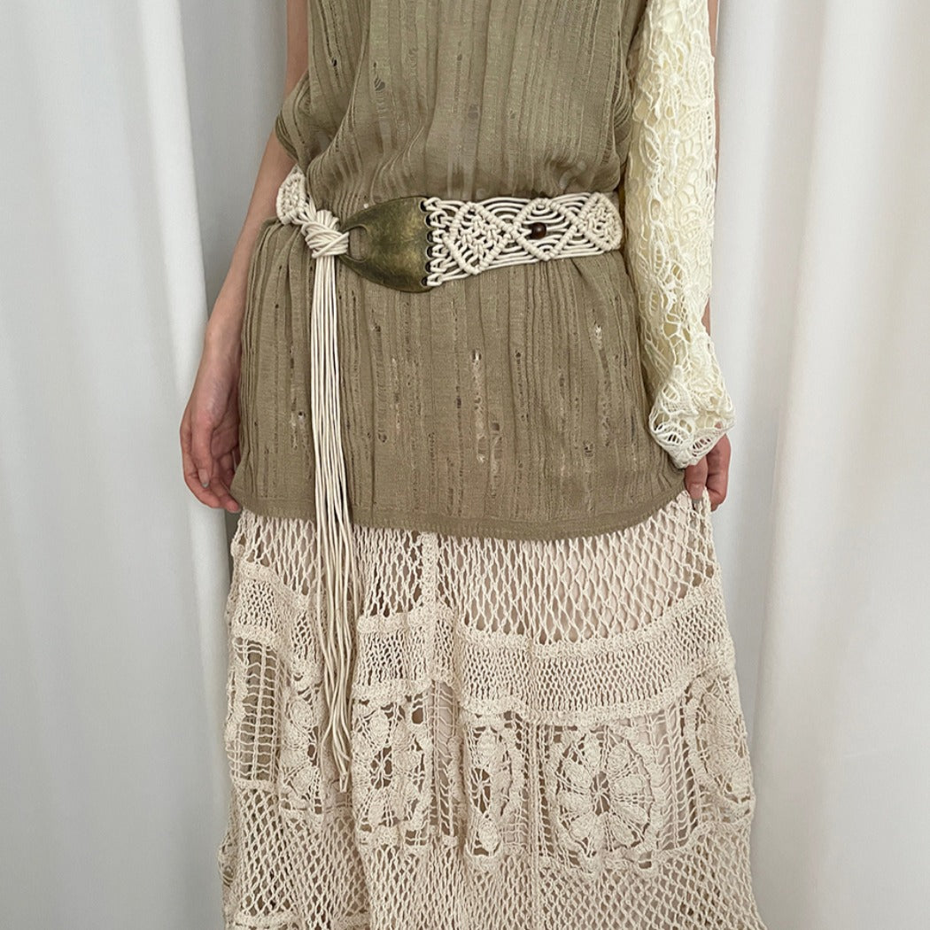 Beco - Distressed Metal Woven Belt - Boho &amp; Viantage
