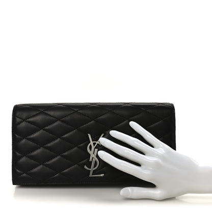 Lambskin Quilted Kate Clutch Black