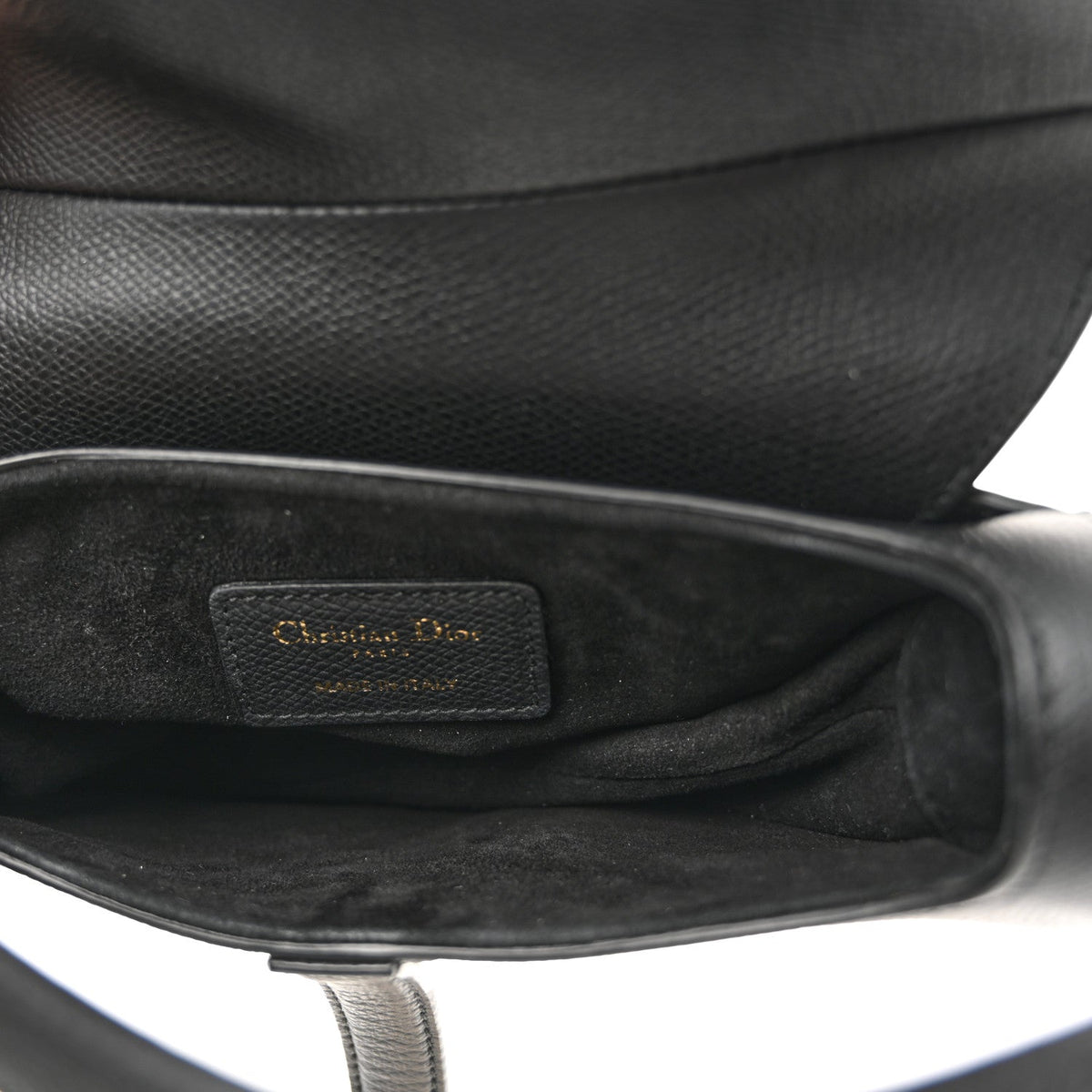 Grained Calfskin Mini Saddle Bag Black