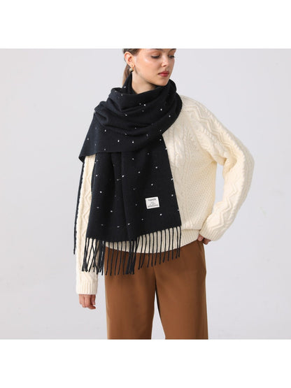 Sscarvii - Polka Dots Tassel Winter Scarf