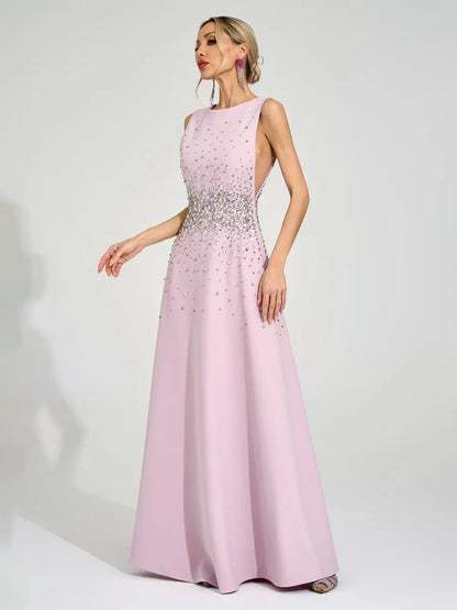 Emmeline Light Pink Diamond Maxi Dress