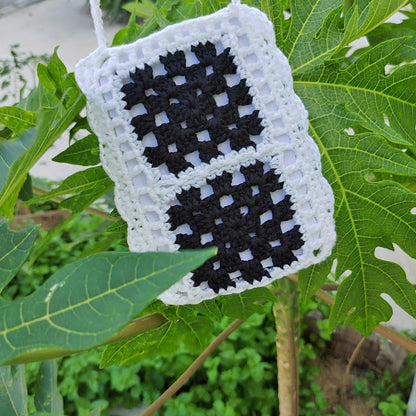 Crochet Granny Square Bag Red National Style Color Patchwork Bag