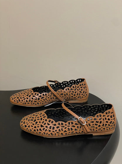 HM 26S Meli Ballet Flats Brown in Cowhide 593799