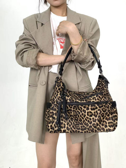 Nora Multi-Pocket Leopard Print Tote Bag