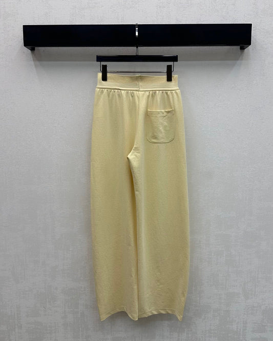 Miu Drawstring Webbing Pants Vanilla Tencel Cotton Fabric 350205