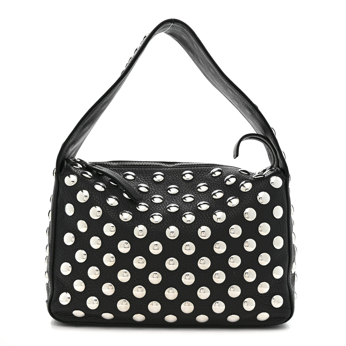Pebbled Sport Calfskin Studded Elena Black