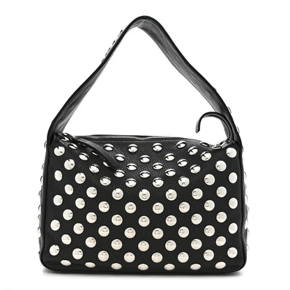 Pebbled Sport Calfskin Studded Elena Black