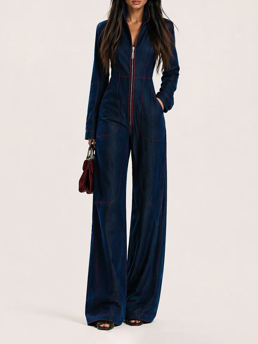 Arielle Solid-Color Jumpsuit with Large Pockets