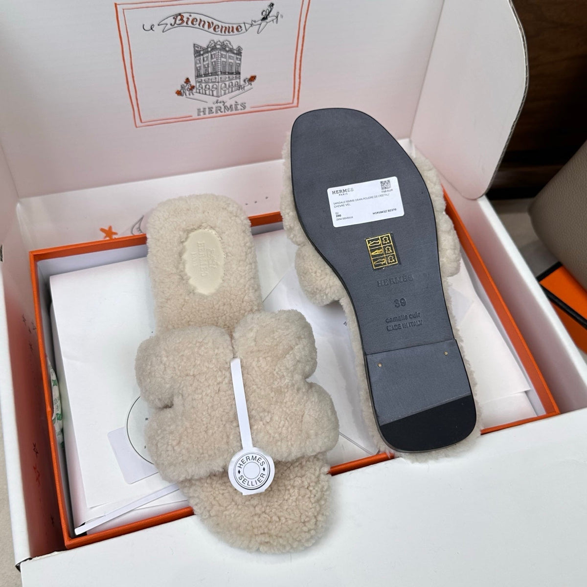 HM Oran Sandal Ivory Wool 598200