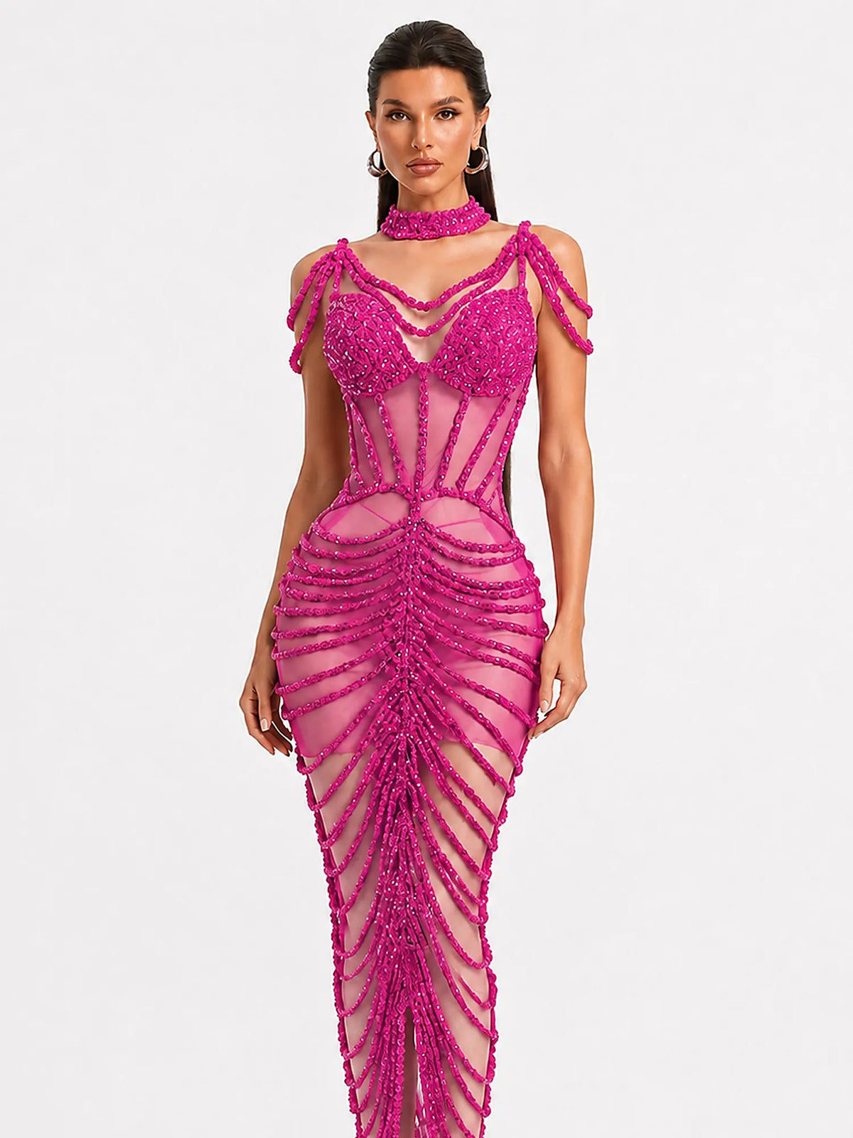 Olivia Rhinestone Cut-Out Maxi Dress