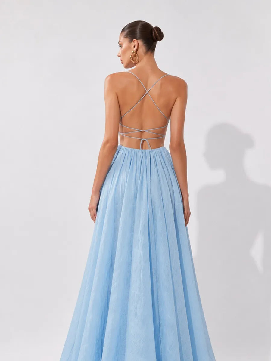 Valeria Island Vacation Backless Maxi Dress