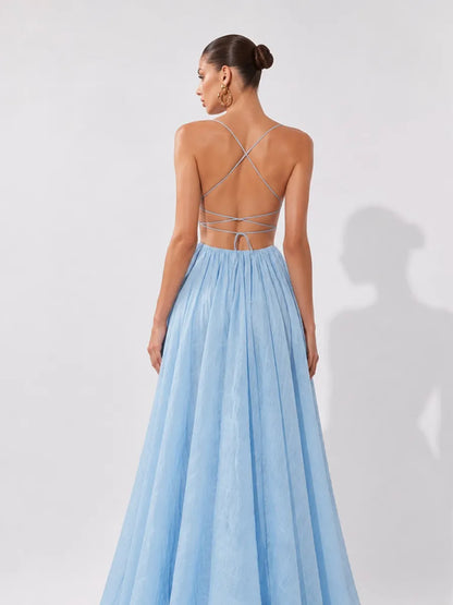 Valeria Island Vacation Backless Maxi Dress